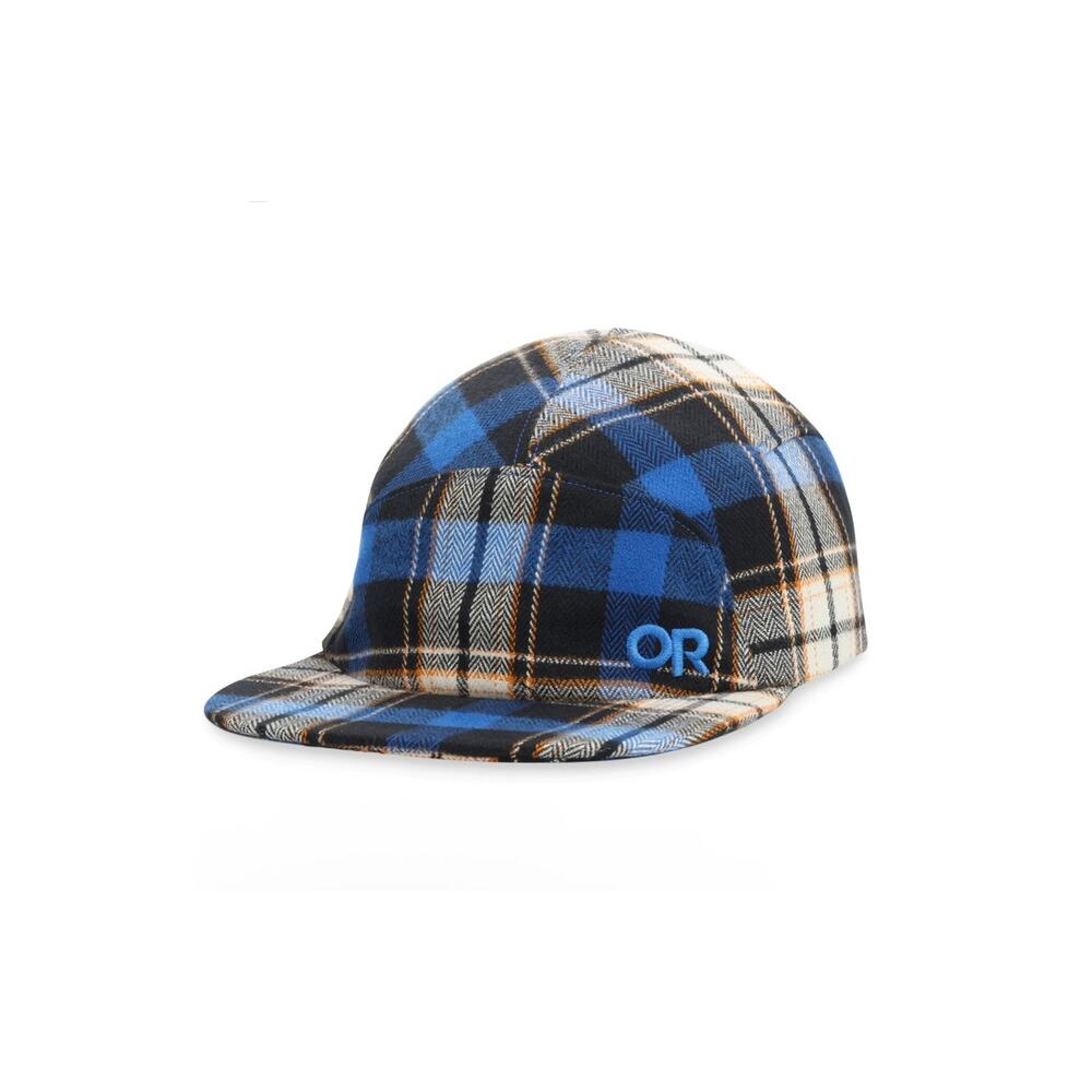 Outdoor Research Feedback flannel cap blue plaid hat adjustable UPF 50 one size